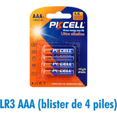Batterie AAA LR3 PKCell ultra alcaline da 1,5 V.