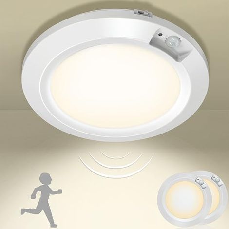 LED Night Lights Battery Operated Motion Detection Light, Wireless Indoor Ceiling Light for Closet, Hallway, Wardrobe, Basement Staircase – 3000 K, (1/4)