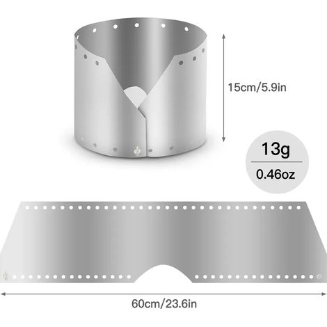 Pare-vent en titane pour réchaud à gaz, pliable, pour réchauds de camping portables de 15/19 cm. (1/5)