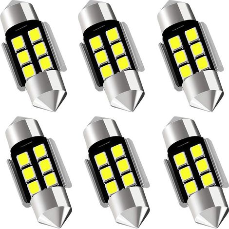 DE3175 DE 3021 DE3022 3175 Soffitten-LED-Lampen, 31 mm (1,22 Zoll), CAN-Bus-fehlerfrei, verlustfreie Innenbeleuchtung, 6000 K Xenonweiß, 6 ultrahelle SMD-Chips für Deckenleuchten, 6er-Pack