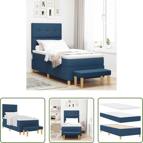 Matelas en mousse - Lit à ressorts avec matelas Bleu 80 x 200 cm tissu (1/5)