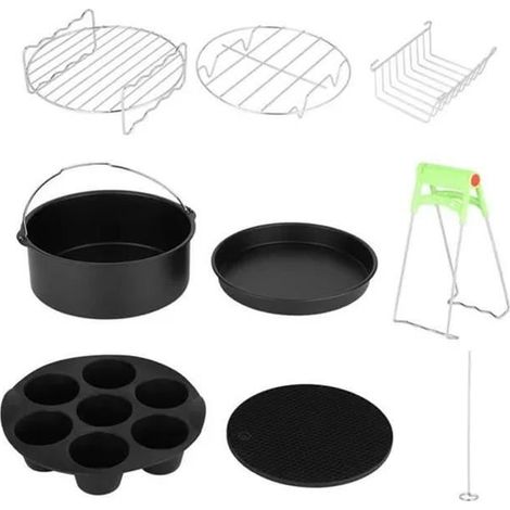 FOLAYA Friteuse à Air Chaud 8pcs 8 Pouces Kit d'accessoires pour Friteuse à Air Électrique en Acier Inoxydable (1/4)