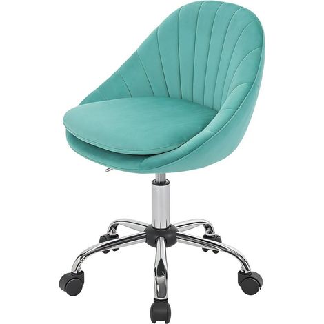 CHICFURN Silla de oficina ergonómica 52 x 72-82 x 52 cm en terciopelo turquesa, regulable (1/5)