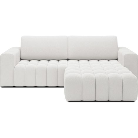 Canapé d'angle convertible DORY blanc 250 cm avec coffre de rangement angle droit (1/5)