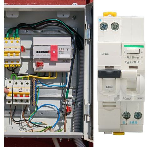 Interruttore automatico monopolare + neutro da 6 A 230 V CA con protezione contro le dispersioni per casa e ufficio. (1/5)