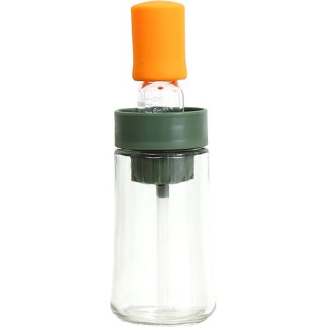 Bouteille À Huile En Verre Avec Brosse En Silicone - Contrôle De Dose D'huile Pour Cuisine Et Barbecue - Résistante Aux Hautes Températures - 1 Pièce (1/4)