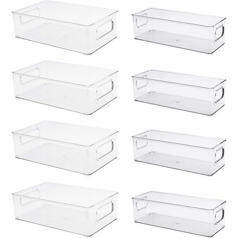Lot de 8 Bacs de Rangement Garde-Manger (2 Tailles),Organiseur Frigo Cusine Rangement Frigo,Convient pour la Cuisine, le Réfrigérateur, le Tiroir, l'armoire, le Bureau ou le Bureau (1/5)
