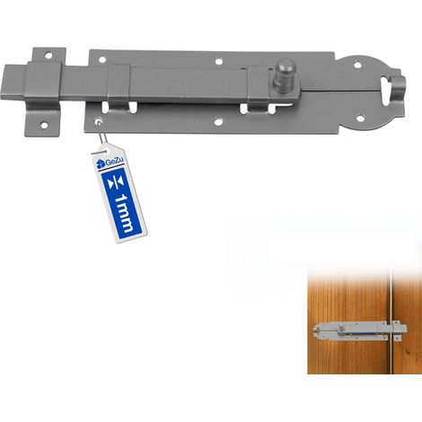 Verrou de porte galvanoplastie 120 x 35 mm – targette blindée compacte pêne coulissant robuste verrou transversal cadenassable en acier – Verrou baionnette – GeZu Impex