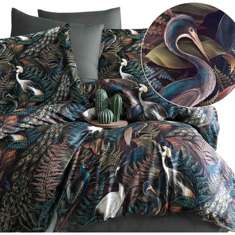 Ropa de cama de algodón de 160x200 mm, satén grueso, 100% algodón, garzas pavo real, Puerto Rico. (1/5)