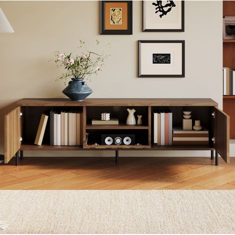 mobile tv 160x35x46 con ante ondulate naturale OKMYHOME (1/5)