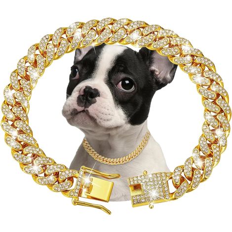 Collar para perro, diseño de joyería, ajustable, 45 cm (18 pulgadas), blanco. (1/2)