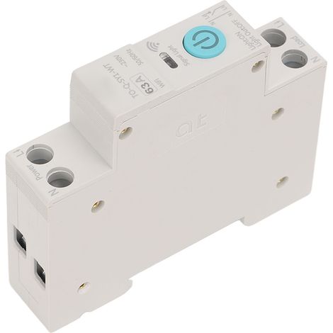 Interrupteur intelligent WIFI avec télécommande sans fil pour téléphone, rail DIN35, temporisation et compte à rebours, blanc 63A (1/5)