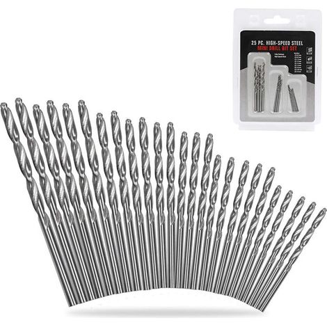 Juego de 25 brocas de aleación HSS, de 0,5 mm a 3 mm, para taladrar madera, resina y para la fabricación de joyas. (1/5)