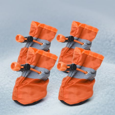 Set mit 4 Paar Hundeschuhen, geeignet für Regen und Schnee, wasserdicht und mit rutschfester Sohle, mit reflektierenden Streifen zum Schutz der Hundepfoten – Größe XL