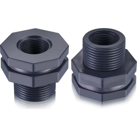 [NEVER USED] pieces of PVC bulkhead fittings for rain barrels, aquariums, water tanks (3/4 inch).