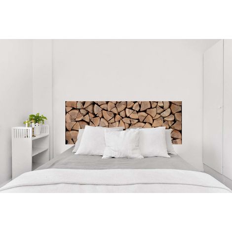 Sticker mural tête de lit réaliste, photo buche, 83x160cm, décoration murale originale (1/4)