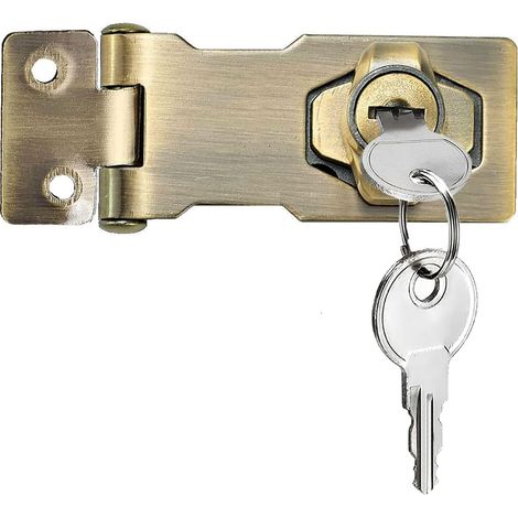cadenas à loquet porte en avec différentes clés, moraillon de verrouillage, serrure boîte aux lettres, fermoir cadenas serrure placard verrou porte pour tiroir (Silver Right Angle 3 Inch)