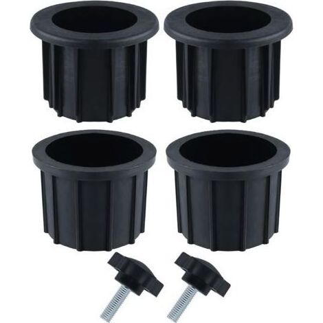 Ensembles (6 pièces) Accessoires Parasol Balcon, 4 Anneaux de Trou de Parapluie et 2 Vis à Bouton à Main, Accessoires de Support de Parapluie pour Table de Terrasse Balcon Terrasses (Noir) (1/5)