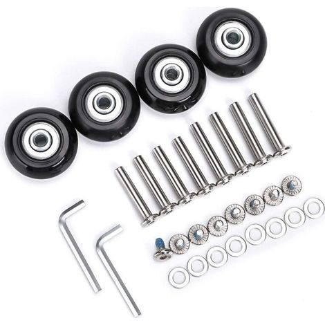 Roulettes de rechange pour valises 70 mm x 24 mm, roulettes pivotantes en caoutchouc, kits de réparation de roulements, un ensemble de 4 (1/4)