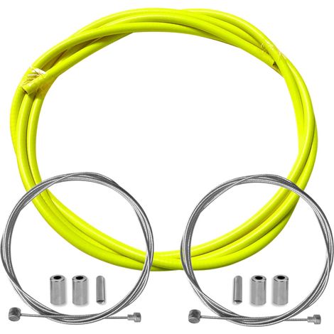 kit gaine frein jaune fluo vélo avec câble embouts kit avant arrière compatible avec shimano sram cycle ville route vtt insert performance cable