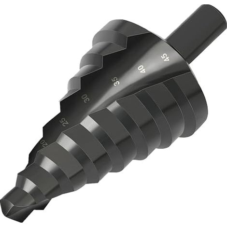 Broca cónica HSS, 10-45 mm, 8 pasos, 12 mm, para metal, acero inoxidable, plástico y madera. (1/5)