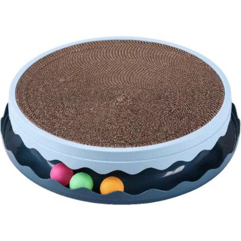 Jouet à gratter pour chat en résine PET, double couche, résistant à l'usure, grand espace, planche à gratter avec plusieurs boules, M bleu clair (1/5)