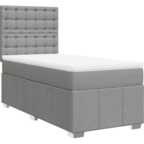 Maison Exclusive - Sommier à lattes de lit et matelas Gris clair 90x190 cm Tissu (1/5)