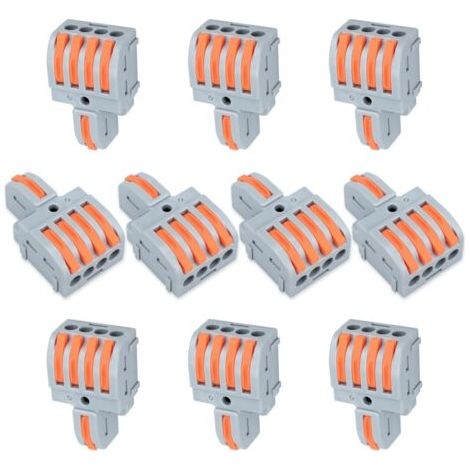 10 connexions ternimal, pince de connexion 1 - in 4 - out, avec levier, connecteur de câble, avec pince de conducteur 0,2-4 mm², pour projets de bricolage (1/5)