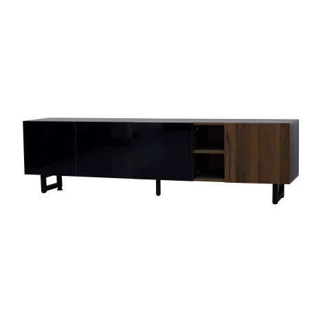 Meuble TV à quatre portes, meuble TV, meuble TV bas. Design unique, veinage du bois vintage. 180 x 38 x 50 cm (L x l x H) (1/5)