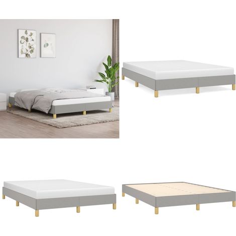 Bettgestell ohne Matratze Hellgrau 140x200 cm Stoff - Bettrahmen - Doppelbett - Boxspringbetten - Lattenrost - Schlafzimmermöbel - Home & Living (1/5)