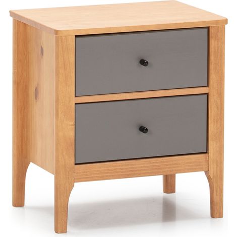 Comodino Luca 2 Cassetti Rovere, Legno Massello, 46 cm (Larghezza) 35 cm (Profondità) 51 cm (Altezza)