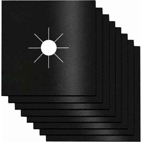 Lot de 2 protège-brûleurs réutilisables pour plaques de cuisson à gaz, antiadhésifs et faciles à nettoyer, pour les familles, les écoles, les restaurants, etc. — Noir (1/4)