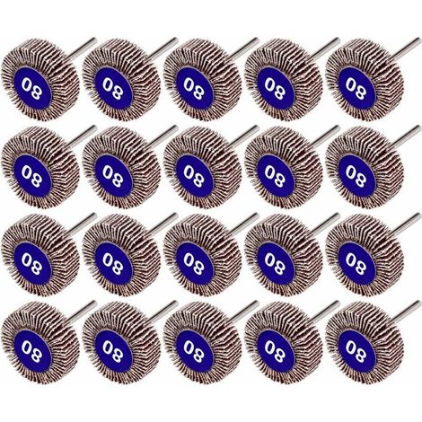 20 Pcs Roue à Lamelles, 80 Grains Ponçage de Disque de Roue à Lamelles de Papier pour Outils Rotatifs Dremel (1/5)