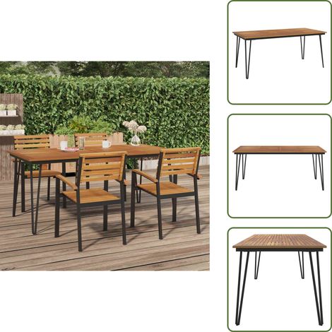 Acacia - vidaXL Mesa de jardín con patas en U madera maciza acacia 180x90x75 cm - Madera maciza