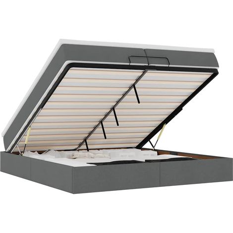 Estructura cama otomana colchones tela gris oscuro 200x200cm vidaXL (1/5)