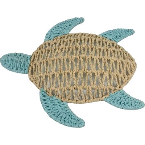 Décoration murale tortue en fibre naturelle beige 30 cm (1/5)