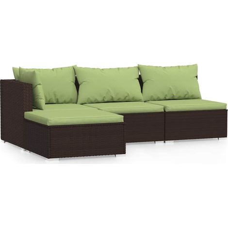 Maison Exclusive - 4-tlg. Garten-Lounge-Set mit Kissen Braun Poly (1/5)