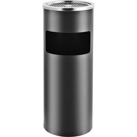 Maison Exclusive - Papelera con cenicero 30 L Acero Gris (1/5)