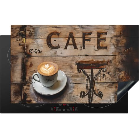 Induction Hob Protector Cafe - Wood - Coffee - Shelves 83x51 cm