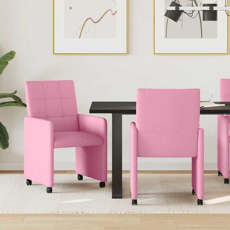 Esszimmerstühle mit Rollen 2 pcs Rosa 58 x 65 x 94 cm Stoff