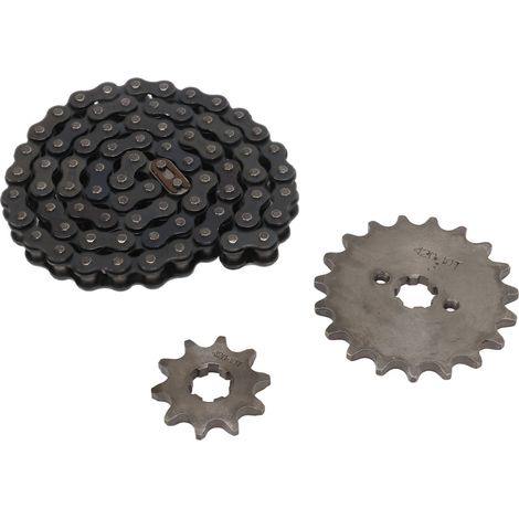 Kit chaîne acier 420 pour VTT tout-terrain (VTT) : pignon avant 19 dents, pignon arrière 10 dents et pignon arrière 10 dents. (1/5)