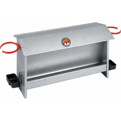 Mangeoire volailles 10kg avec 2 portes bouteilles - Tôle galvanisée - NOVITAL (1/5)