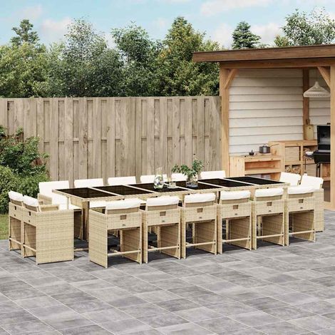 Ensemble à manger de jardin et coussins 17 pcs-Salon de jardin beige 614369 (1/5)