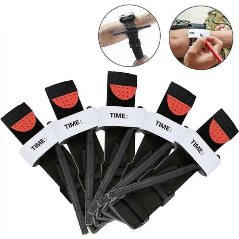 Kit de premiers secours d'urgence pour activités de plein air, comprenant 5 garrots à application rapide d'une seule main (1/5)