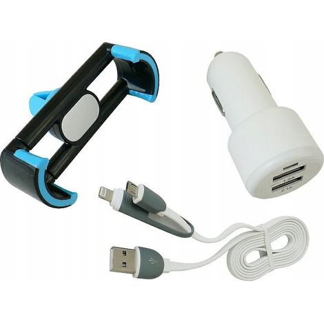 Kit per auto con caricatore USB e supporto per iPhone da fissare alla griglia dell'auto. (1/2)