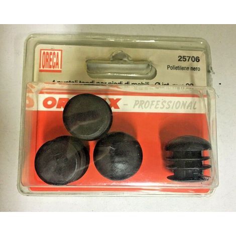 ORECA - PUNTALI TONDI NERI PER PIEDI DIMOBILI 22MM 4PZ
