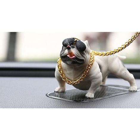 Figurine de chien en résine, reproduction exquise d'une adorable statue de chien, décoration intérieure de voiture, ornement de tableau de bord, blanc (1/5)