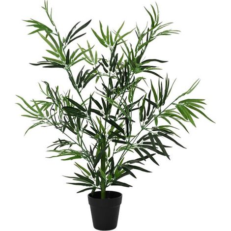 Arbre artificiel en bambou vert, 90 x 14 x 80 cm, en tissu et bambou. (1/5)