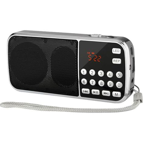 Radio Portable AM FM - Lecteur MP3 avec Carte Micro SD TF et Port USB - Écran LED - Lampe Torche Intégrée - Batterie Rechargeable BL-5C - 1 Pièce (1/5)