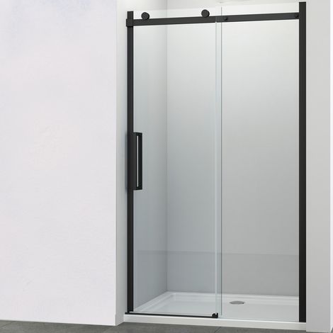 Ogomondo porta scorrevole slide due ante black profilo nero cristallo 8 mm misure 127-129xh200 cm - confezione 1